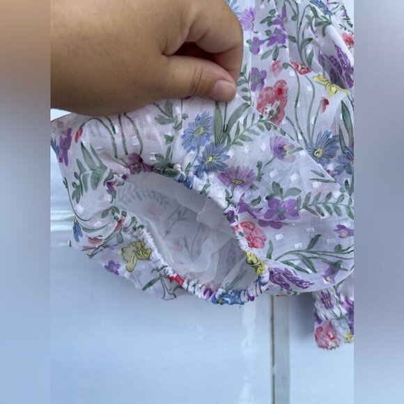 Saylor Teryn multi color floral ruffle smocked top XS - Picture 7 of 13